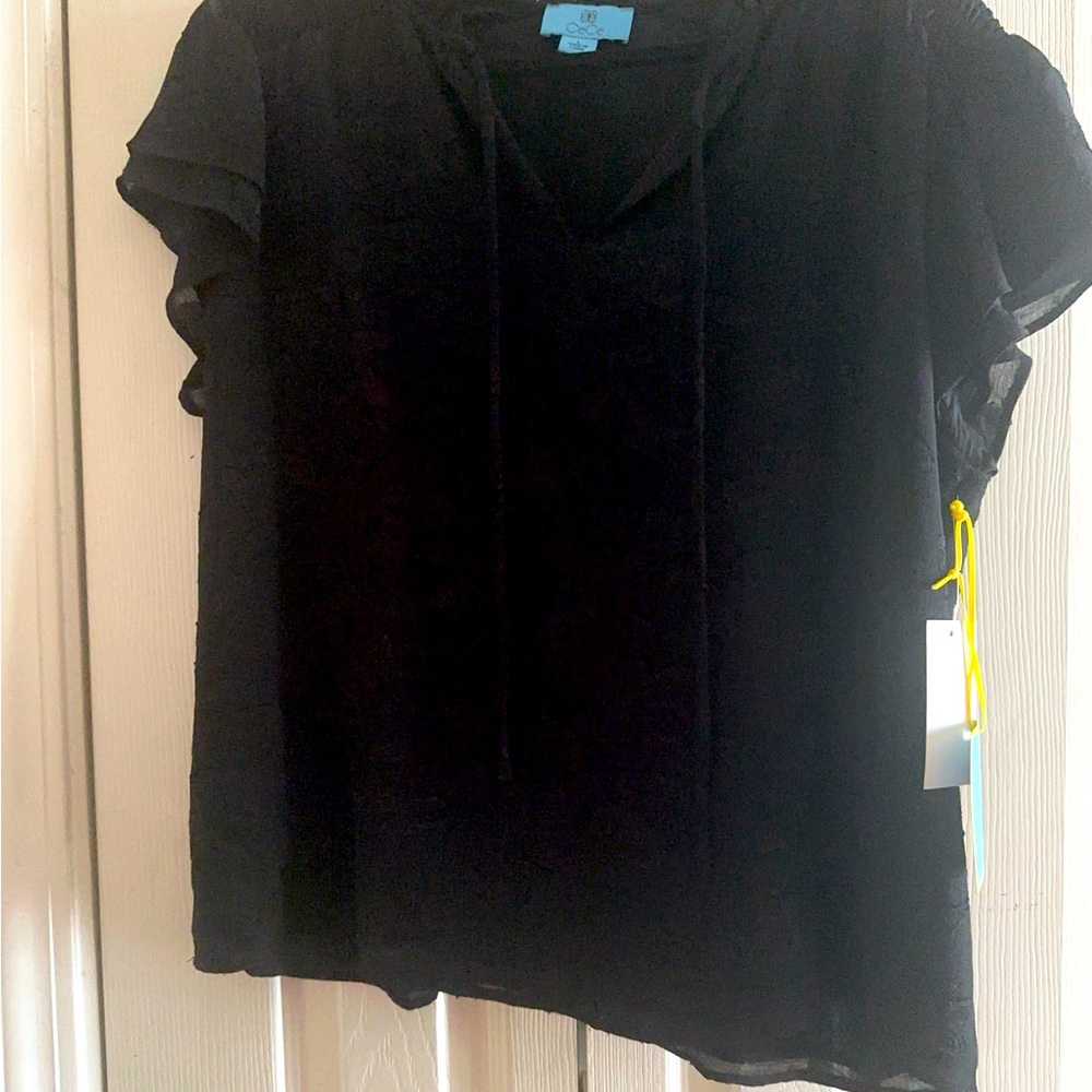 Brand new black cc shirt with floral embroidery